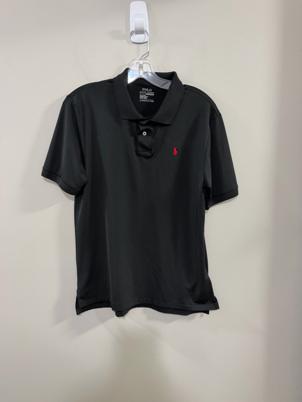 Boy's Polo by Ralph Lauren Performance Black Polo Shirt with Red Pony.